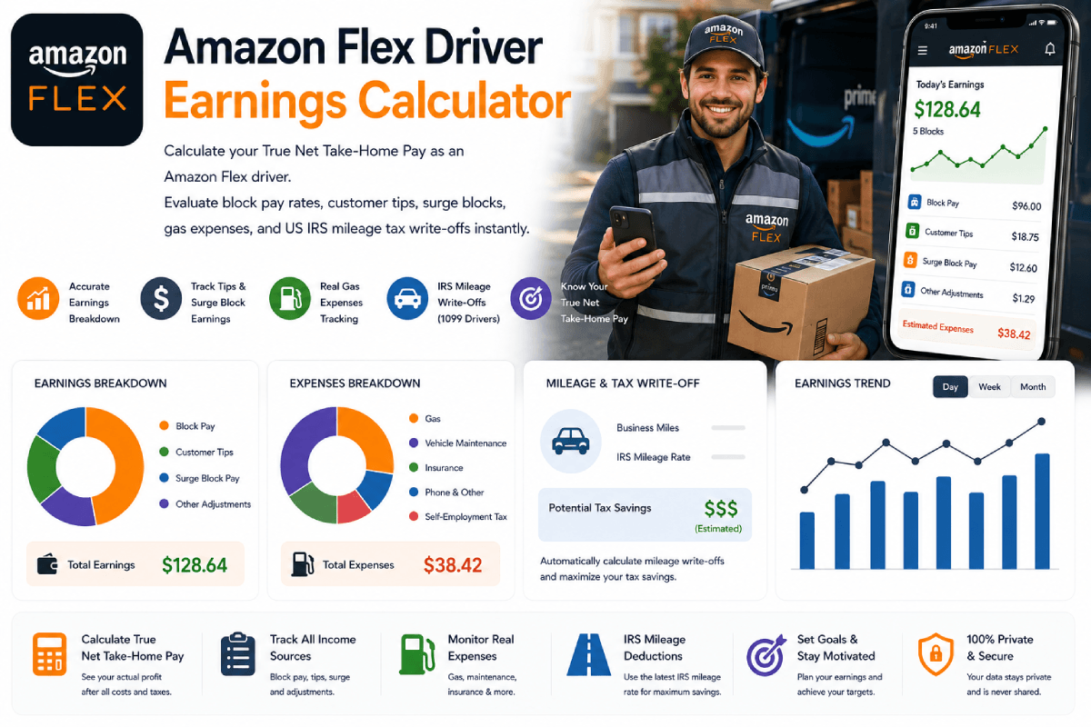 Amazon Flex Driver Earnings Calculator