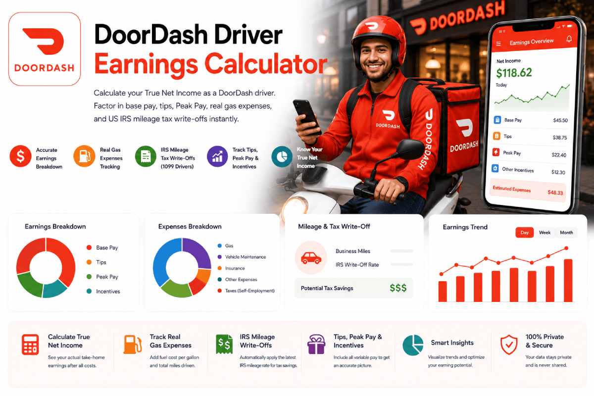 Doordash Driver Earnings Calculator