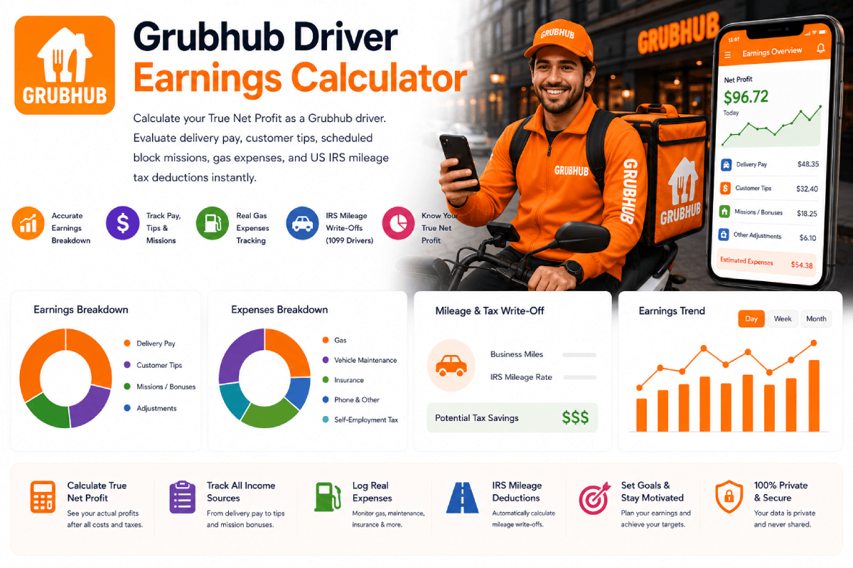 Grubhub Driver Earnings Calculator