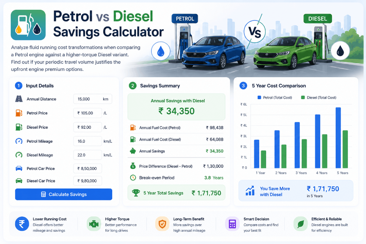 Petrol vs Diesel Savings Calculator